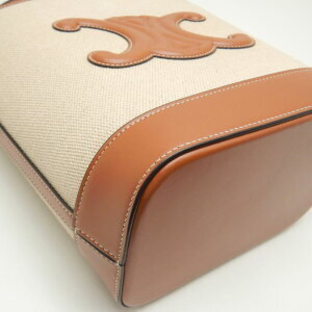 Celine Bucket Crossbody Shoulder Bag Cuir Triomphe Canvas Calfskin Natural Tan - Picture 7 of 9